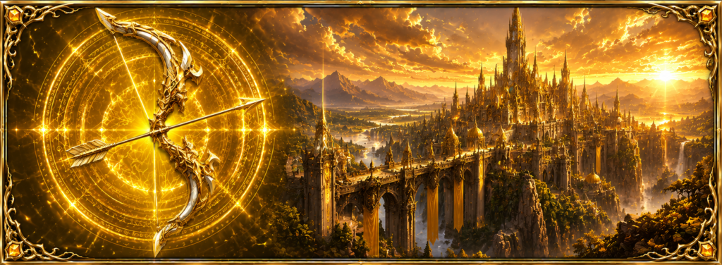 FF14 遠隔物理DPSロールクエスト 黄金編用の弓をモチーフにした見出しバナー