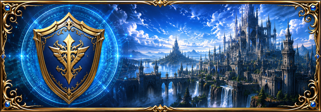 FF14 TANKロールクエスト 黄金編用の盾をモチーフにした見出しバナー