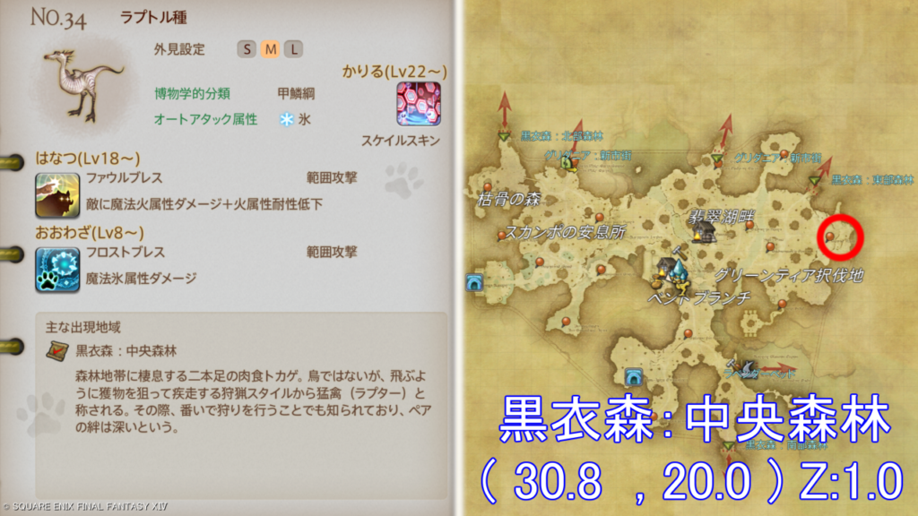 魔獣図鑑｜No.34 ラプトル種捕獲場所＆性能